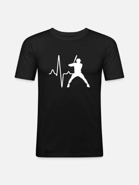 Baseball Heartbeat - Men's Slim Fit T-Shirt - black