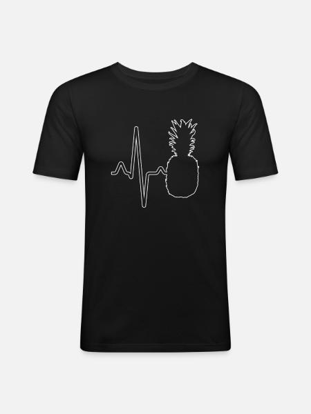 Pineapple heartbeat - Men's Slim Fit T-Shirt - black