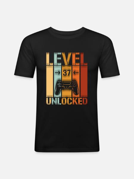 37th Birthday Level 37 unlocked - Men's Slim Fit T-Shirt - black