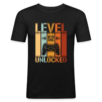 52. Geburtstag Level 52 unlocked - Männer Slim Fit T-Shirt - Schwarz - Vorne - Nik (191cm)