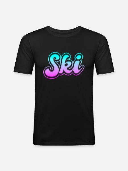 ski - Männer Slim Fit T-Shirt - Schwarz