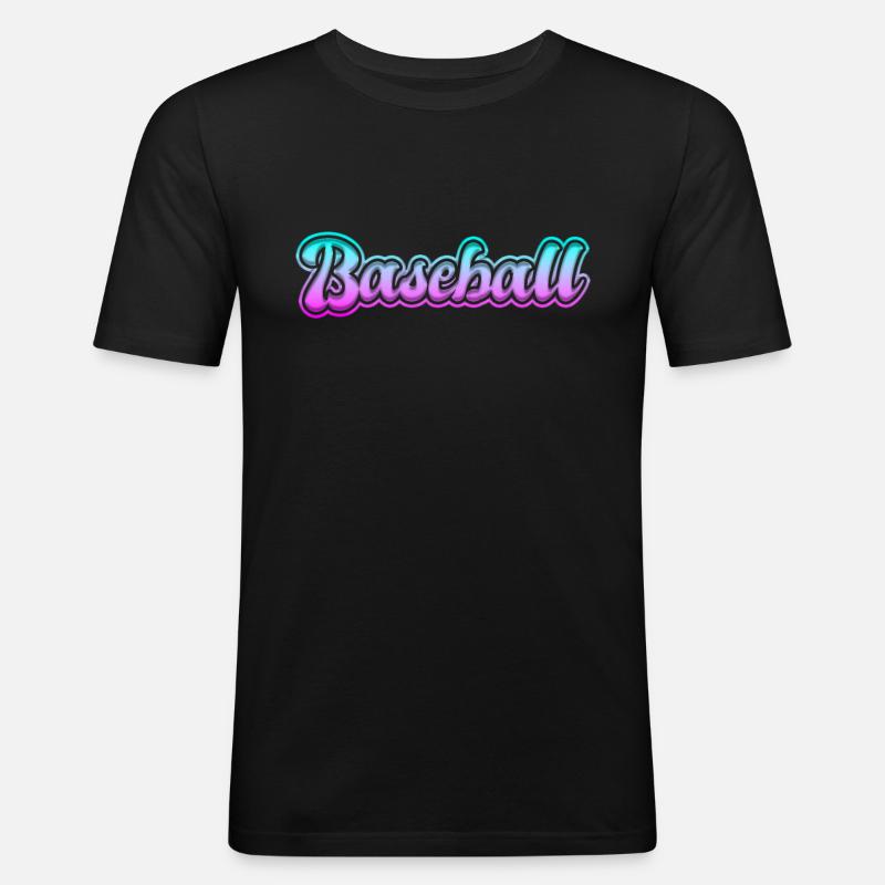 Baseball - Männer Slim Fit T-Shirt - Schwarz