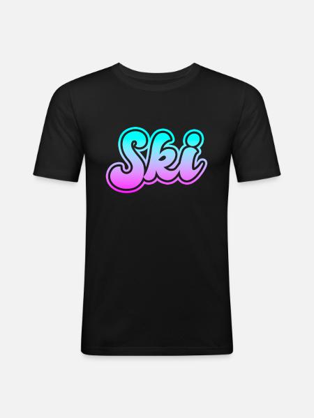 ski - Männer Slim Fit T-Shirt - Schwarz