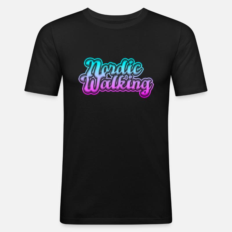 Nordic Walking - Männer Slim Fit T-Shirt - Schwarz