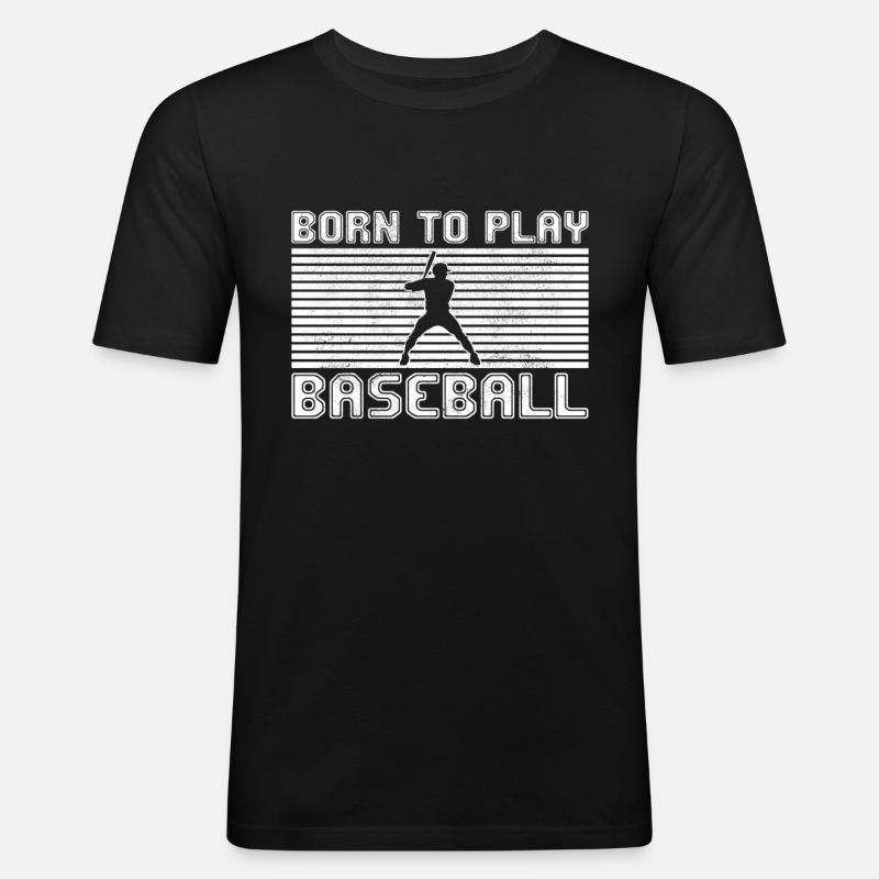 Baseball - Männer Slim Fit T-Shirt - Schwarz