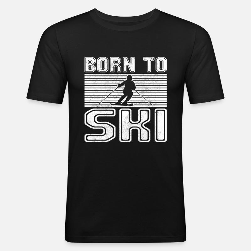 Ski - Männer Slim Fit T-Shirt - Schwarz