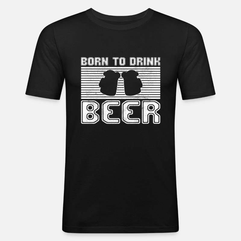 Bier trinken - Männer Slim Fit T-Shirt - Schwarz