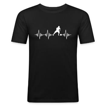 Fußball Herzschlag - Männer Slim Fit T-Shirt - Schwarz - Vorne - Nik (191cm)