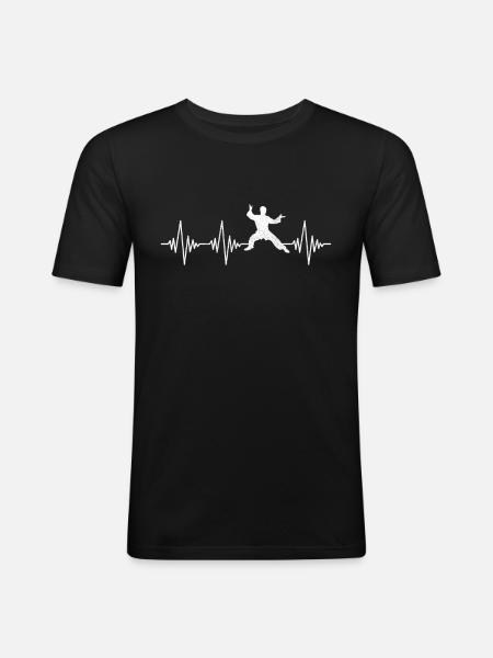 Arts martiaux Heartbeat - T-shirt près du corps Homme - noir