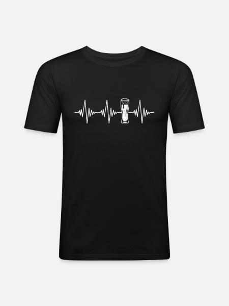 Beer Heartbeat - Men's Slim Fit T-Shirt - black