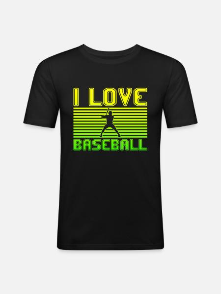 I love baseball - Men's Slim Fit T-Shirt - black