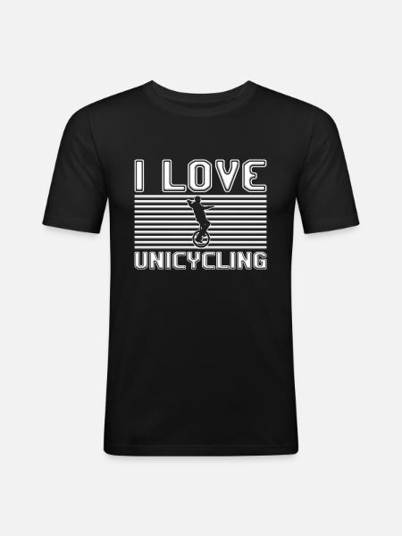 I love unicycling - Men's Slim Fit T-Shirt - black