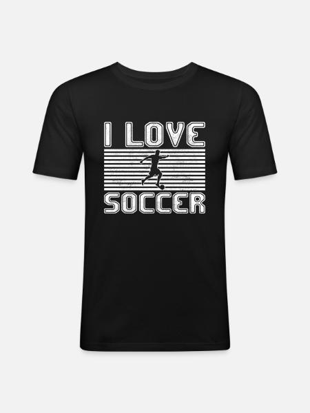 I love soccer - Men's Slim Fit T-Shirt - black