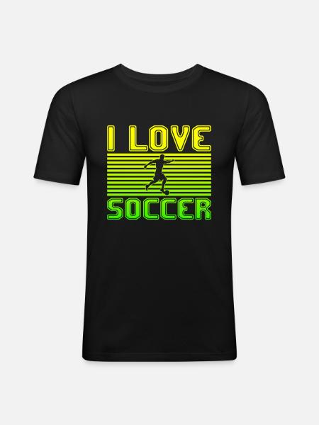 I love soccer - Men's Slim Fit T-Shirt - black