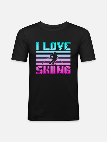 I love skiing - Men's Slim Fit T-Shirt - black