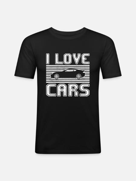 J’adore les voitures - T-shirt près du corps Homme - noir