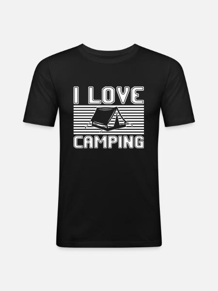 I love camping - Men's Slim Fit T-Shirt - black
