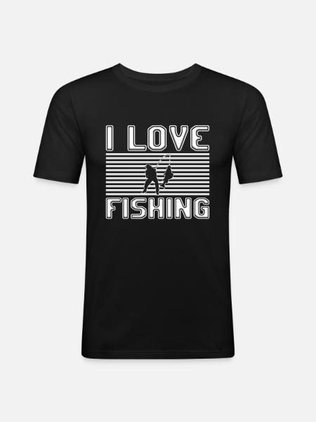 I love fishing - Men's Slim Fit T-Shirt - black
