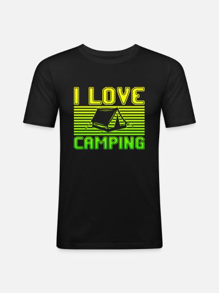 I love camping - Men's Slim Fit T-Shirt - black