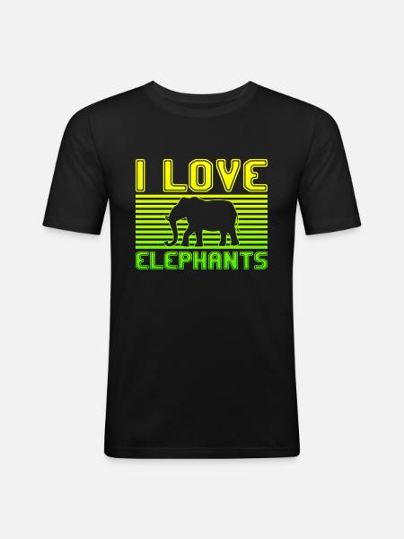 I love elephants - Men's Slim Fit T-Shirt - black