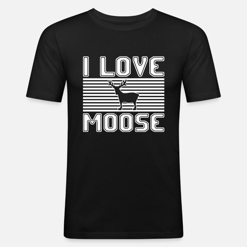I love moose - Männer Slim Fit T-Shirt - Schwarz