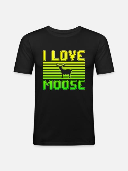 I love moose - Männer Slim Fit T-Shirt - Schwarz