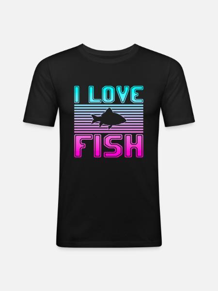 I love fish - Men's Slim Fit T-Shirt - black