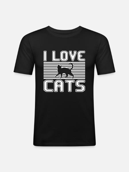 I love cats - Men's Slim Fit T-Shirt - black
