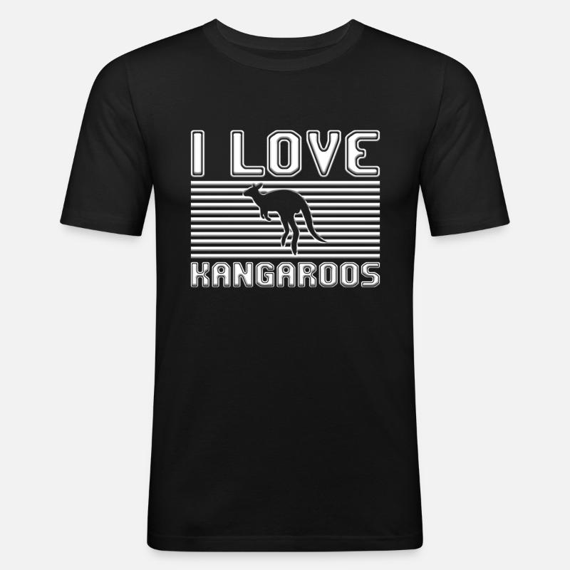 I love kangaroos - Männer Slim Fit T-Shirt - Schwarz