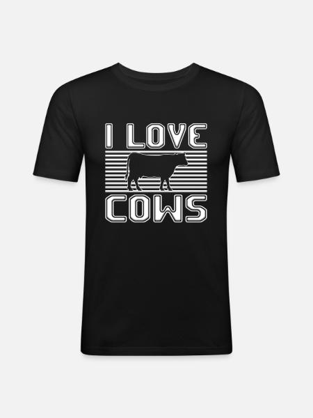 J’adore les vaches - T-shirt près du corps Homme - noir