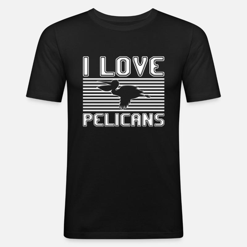 I love pelicans - Männer Slim Fit T-Shirt - Schwarz