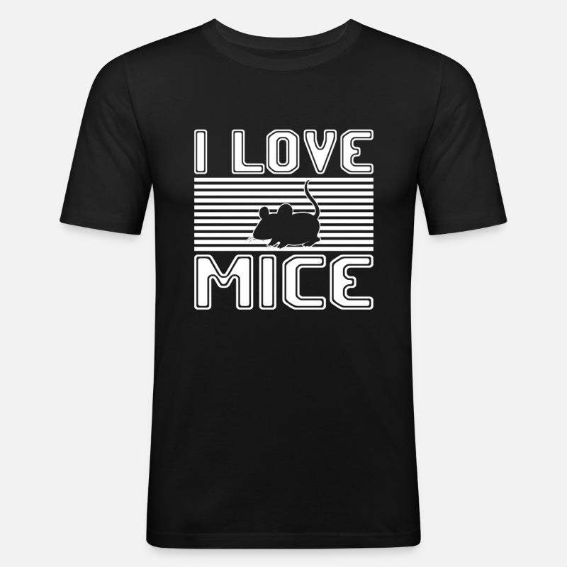 ich liebe mäuse - Männer Slim Fit T-Shirt - Schwarz