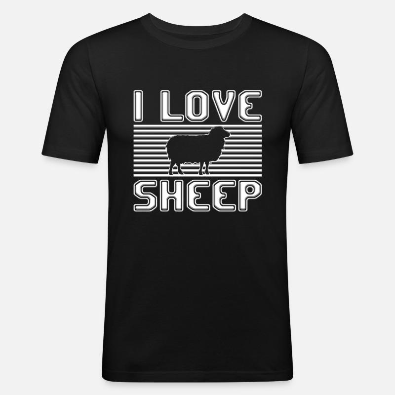 I love sheep - Männer Slim Fit T-Shirt - Schwarz
