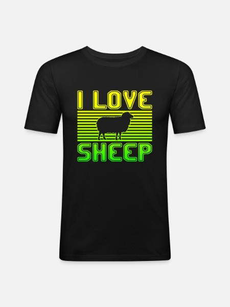 I love sheep - Men's Slim Fit T-Shirt - black