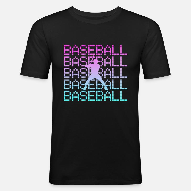 Baseball - Männer Slim Fit T-Shirt - Schwarz
