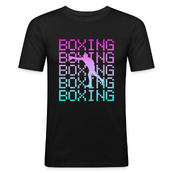 Boxen - Männer Slim Fit T-Shirt - Schwarz - Vorne - Nik (191cm)