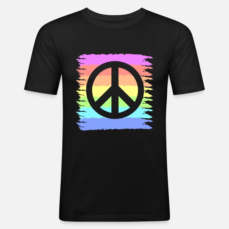 Hippie | Fredstecken Hippier älskar presentidéer - Slim Fit T-shirt herr - svart
