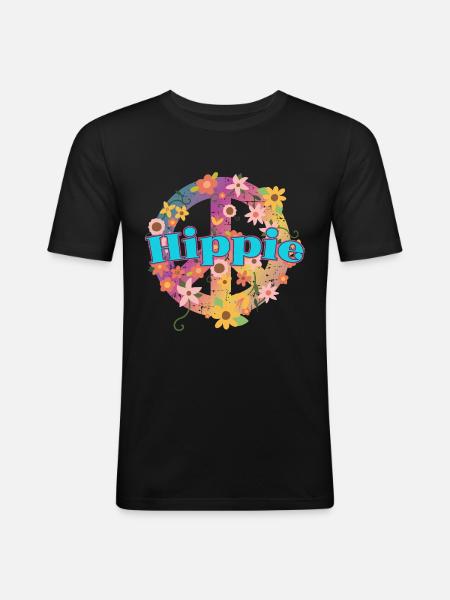 Gaver til hippier | Hippie Peace Gift Ideas - Herre Slim Fit T-Shirt - sort