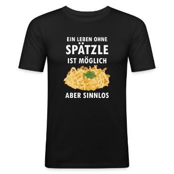 T-shirt | Schwabe Schwäbisch Idées cadeaux - T-shirt près du corps Homme - noir - Devant - Nik (191cm)