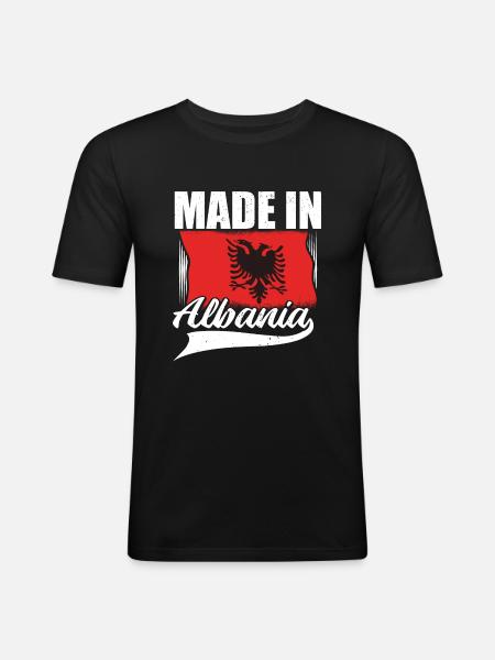 Albaner | Kosovo Albanien Balkan Alban presenter - Slim Fit T-shirt herr - svart