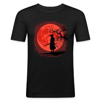 Samurai - Männer Slim Fit T-Shirt - Schwarz - Vorne - Nik (191cm)