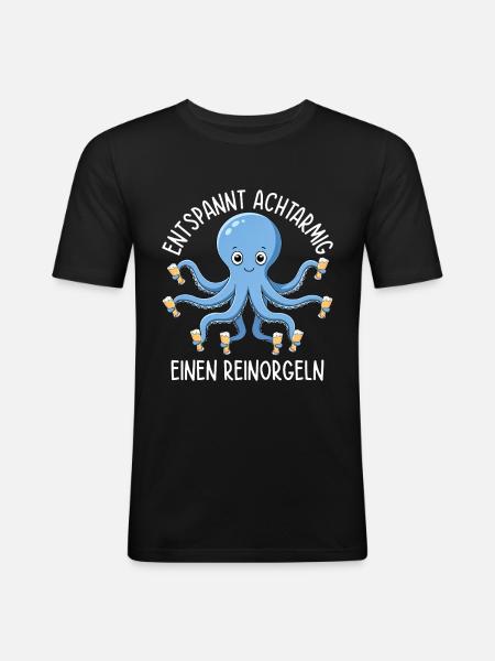 Relaxed eight-armed organ - Men's Slim Fit T-Shirt - black