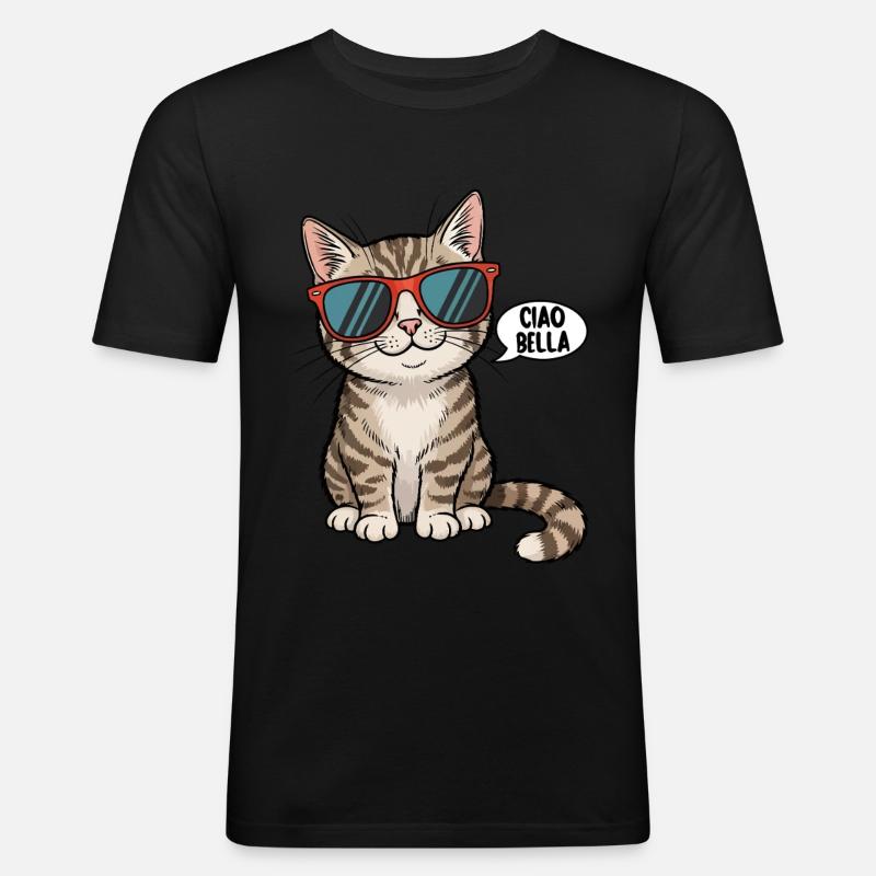 Ciao Bella - Männer Slim Fit T-Shirt - Schwarz