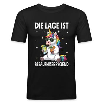 Die Lage Ist Besäufniserregend - Männer Slim Fit T-Shirt - Schwarz - Vorne - Nik (191cm)