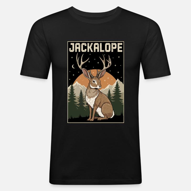 Jackalope - Männer Slim Fit T-Shirt - Schwarz