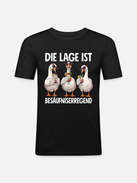 The location is drunken, geese - Men's Slim Fit T-Shirt - black