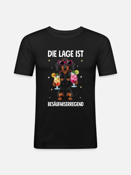Die Lage Ist Besäufniserregend - Männer Slim Fit T-Shirt - Schwarz