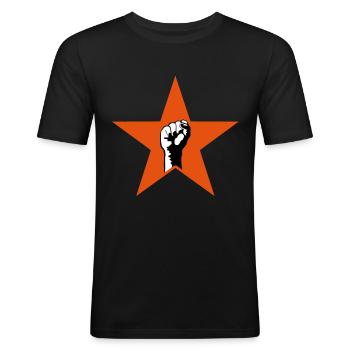 revolution star - Männer Slim Fit T-Shirt - Schwarz - Vorne - Nik (191cm)