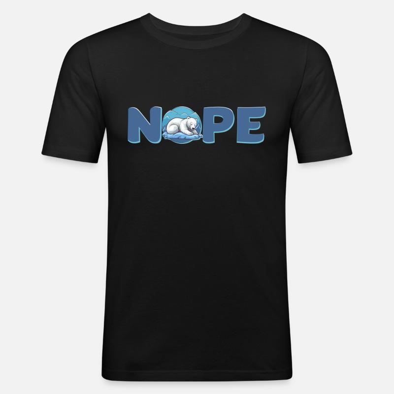 Nein, Eisbär - Männer Slim Fit T-Shirt - Schwarz