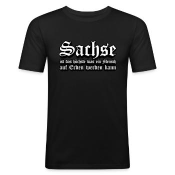 Sachse das Beste auf Erden Sachsen - Männer Slim Fit T-Shirt - Schwarz - Vorne - Nik (191cm)